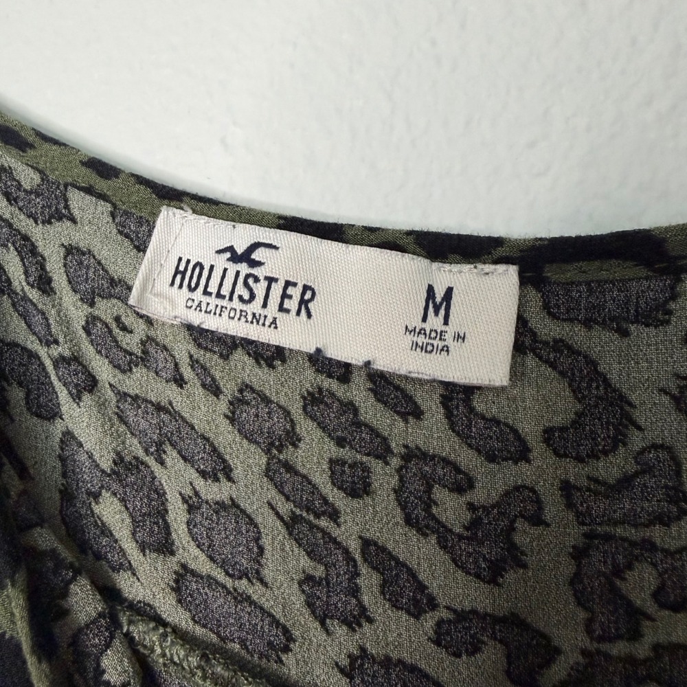 Hollister - Green Animal Print Midi Slip Skirt with Slit Size Medium Grunge Goth - Picture 7 of 11